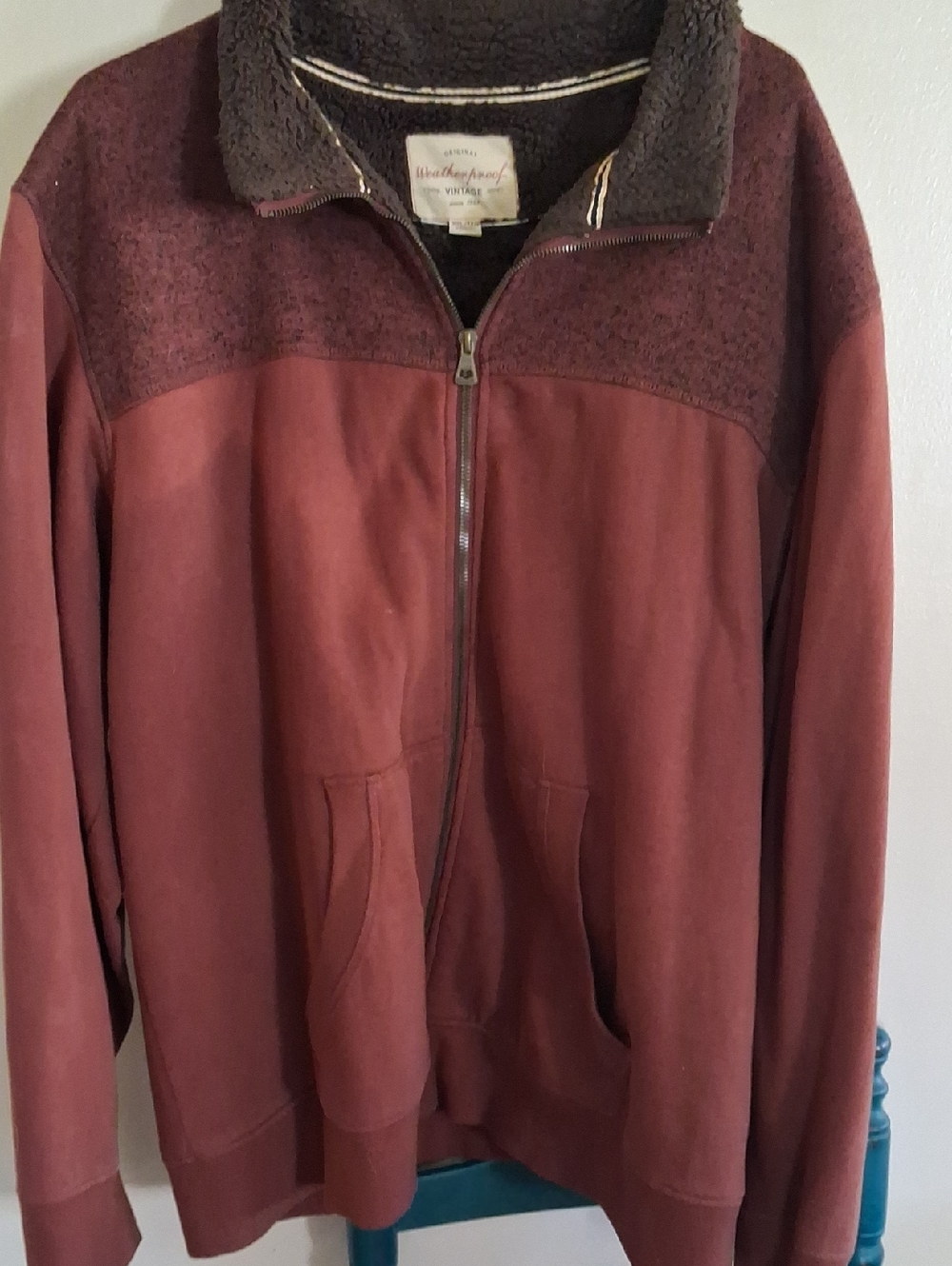 Weatherproof Brown Sherpa-Lined Jacket with Cream Label